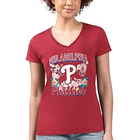 Women's G-III 4Her by Carl Banks Philadelphia Phillies Flowers Graphic Fitted V-Neck T-Shirt