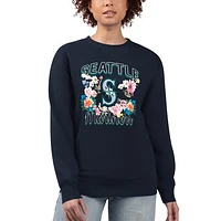 Women's G-III 4Her by Carl Banks Navy Seattle Mariners Flowers Graphic Pullover Sweatshirt