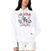 Women's G-III 4Her by Carl Banks White Los Angeles Dodgers Flowers Graphic Pullover Hoodie