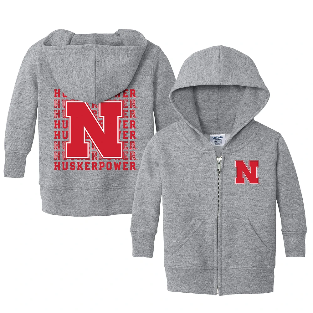Infant Chad & Jake Heather Gray Nebraska Huskers Retro Full-Zip Hoodie