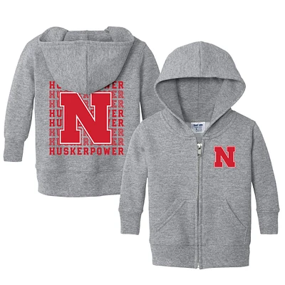 Infant Chad & Jake Heather Gray Nebraska Huskers Retro Full-Zip Hoodie