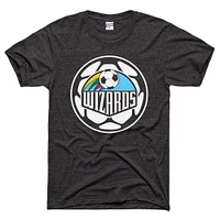 Men's Charlie Hustle Black Sporting Kansas City Retro Soccer Ball Tri-Blend T-Shirt