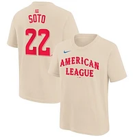 Youth Nike Juan Soto Cream American League 2024 MLB All-Star Game Name & Number T-Shirt