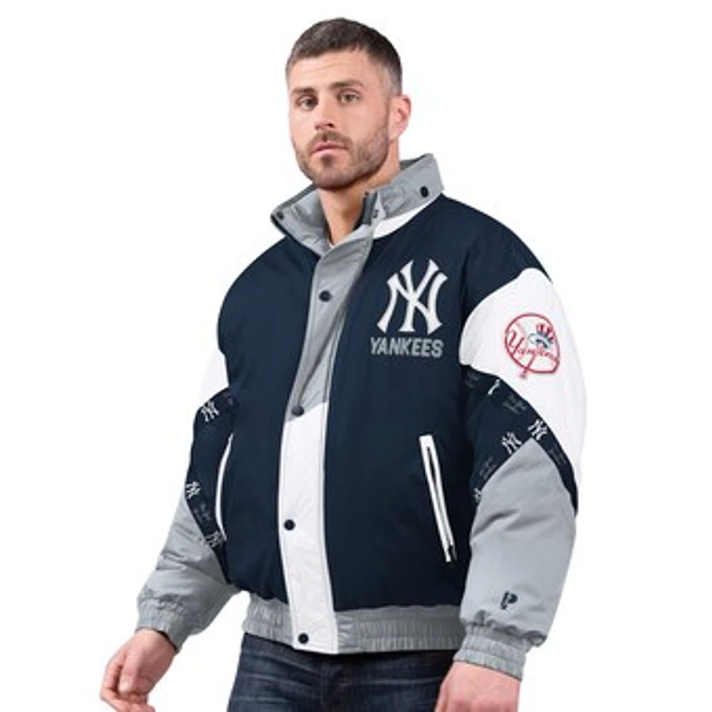 Men's Pro Player Navy New York Yankees Tape Hoodie Jacket