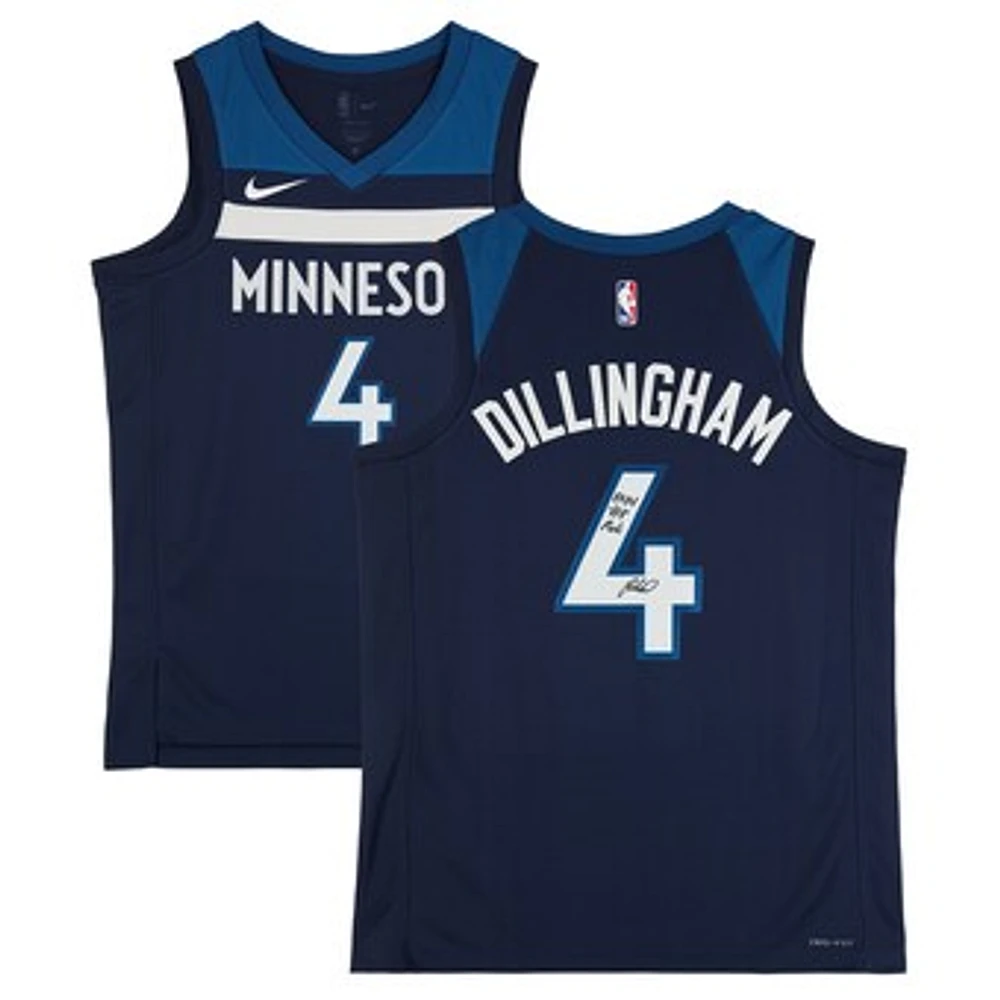 Rob Dillingham Minnesota Timberwolves Autographed Navy Nike Icon Edition Swingman Jersey with "2024 #8 Pick" Inscription