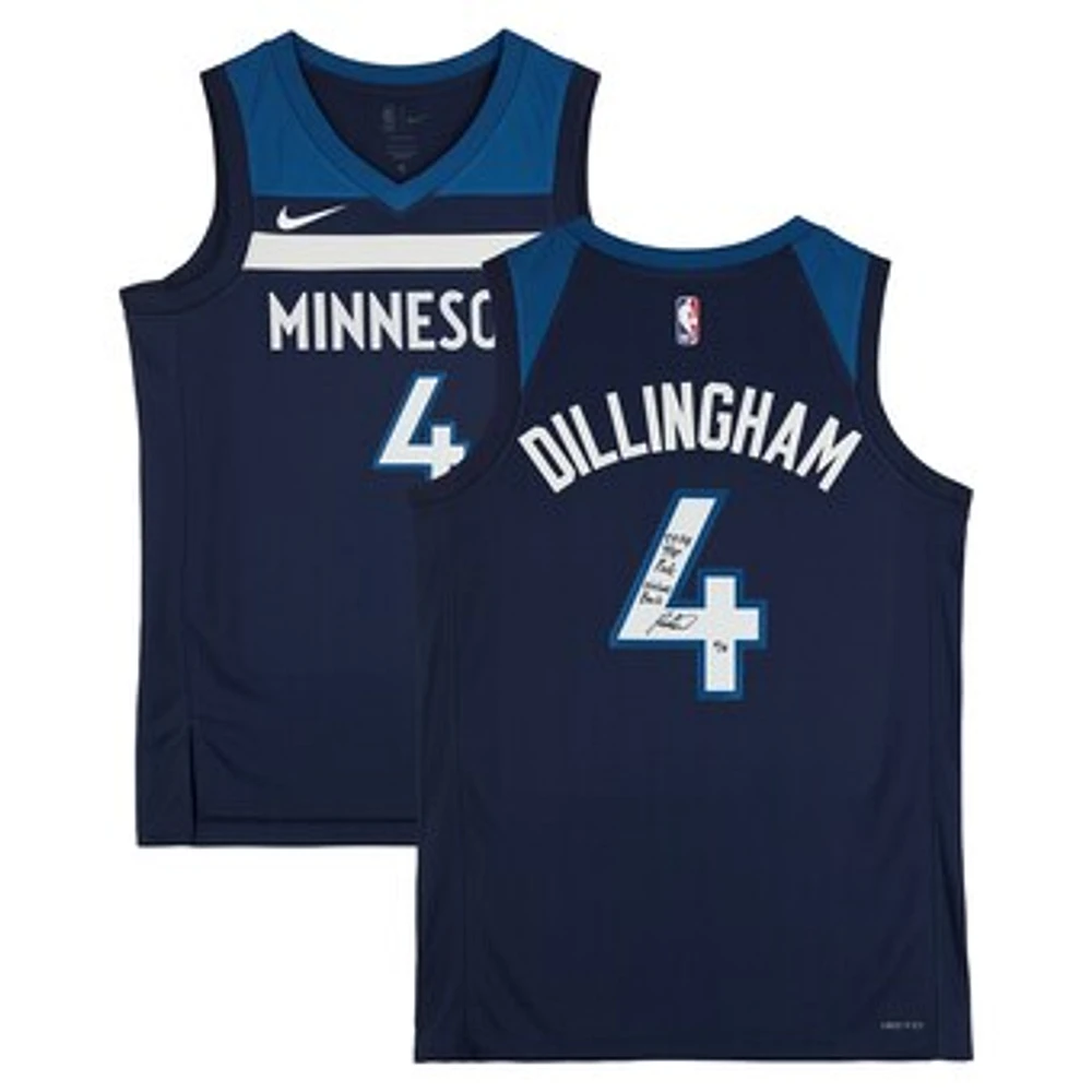 Rob Dillingham Minnesota Timberwolves Autographed Navy Nike Icon Edition Swingman Jersey with "2024 #8 Pick" and "Wolves Back" Inscriptions- Limited Editon #5/5