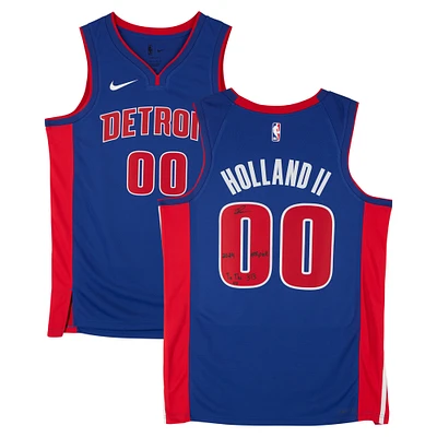 Ron Holland II Detroit Pistons Autographed Blue Nike Icon Edition Swingman Jersey with "2024 #5 Pick" and "To The 313" Inscriptions