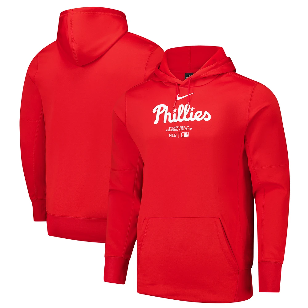 Men's Nike Red Philadelphia Phillies Authentic Collection Practice Performance Pullover Hoodie