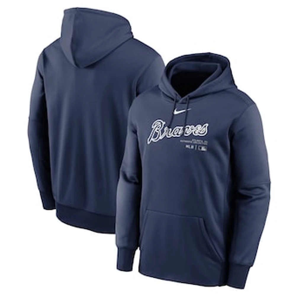 Men's Nike Navy Atlanta Braves Authentic Collection Practice Performance Pullover Hoodie