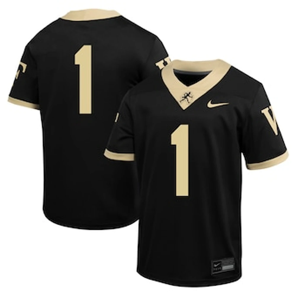 Youth Nike #1 Black Wake Forest Demon Deacons Untouchable Football Jersey