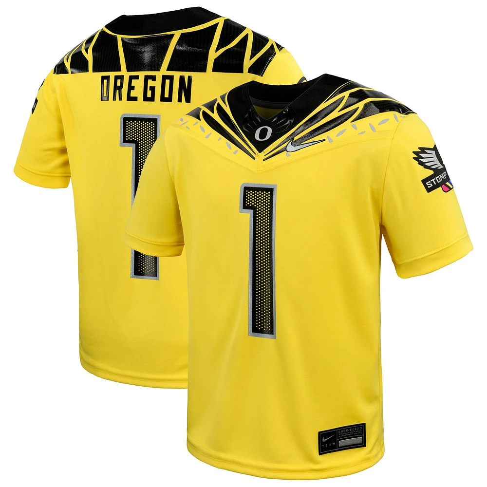 Youth Nike #1 Yellow Oregon Ducks Vapor Fusion Alternate Jersey