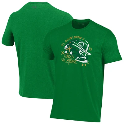 Men's Under Armour Kelly Green Notre Dame Fighting Irish 2024 Wear Helmet Performance Cotton T-Shirt