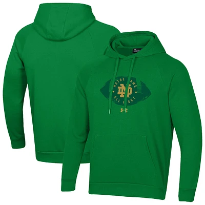 Men's Under Armour Kelly Green Notre Dame Fighting Irish 2024 Wear Football Rival Fleece Pullover Hoodie