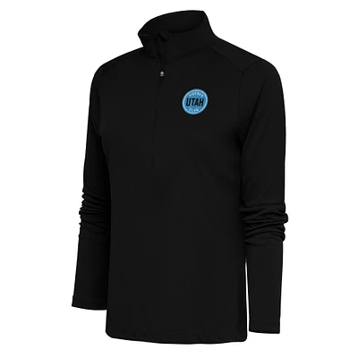 Women's Antigua Black Utah Hockey Club Tribute Half-Zip Pullover Top