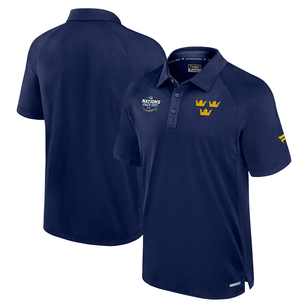 Men's Fanatics  Athletic Navy Sweden 2025 4 Nations Face-Off Authentic Pro Poly Polo