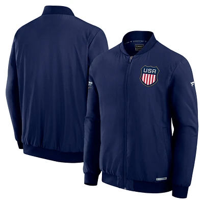 Men's Fanatics  Athletic Navy USA 2025 4 Nations Face-Off Authentic Pro Full-Zip Bomber Jacket