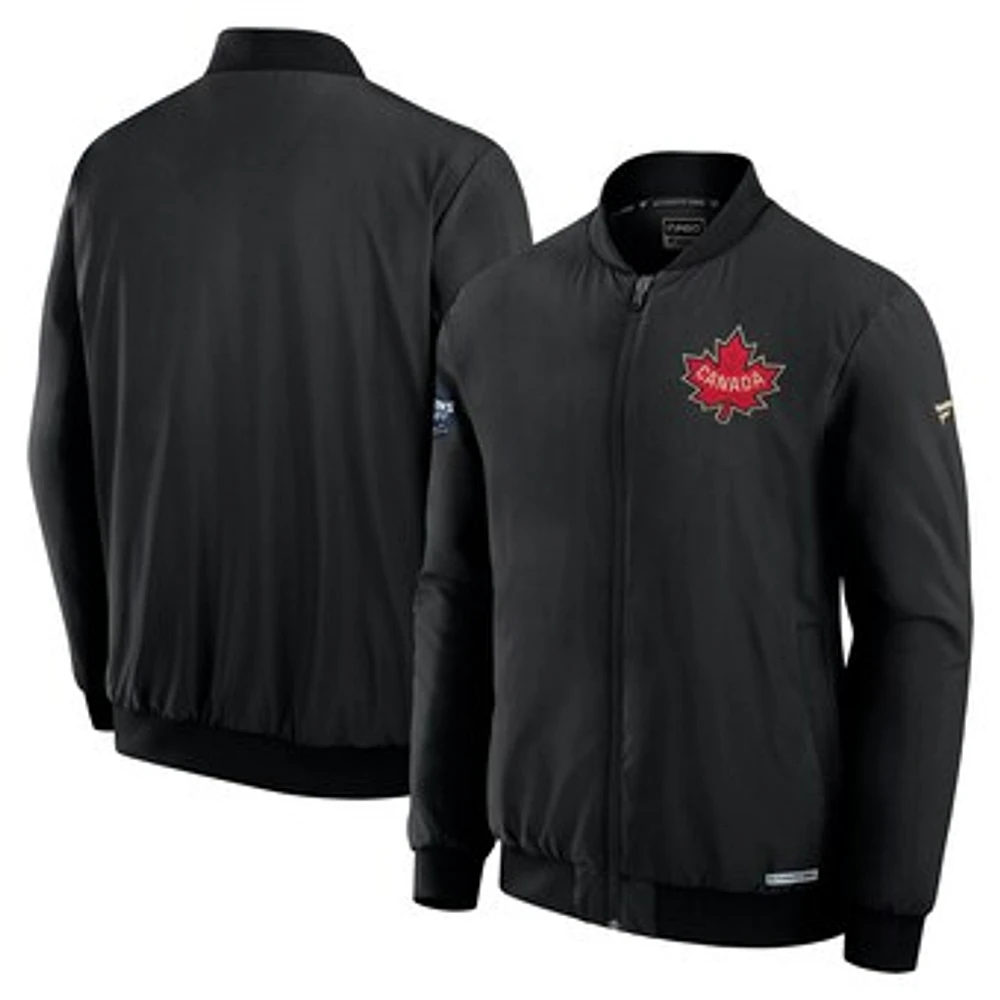 Men's Fanatics  Black Canada 2025 4 Nations Face-Off Authentic Pro Full-Zip Bomber Jacket