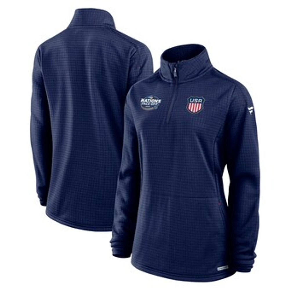 Women's Fanatics  Athletic Navy USA 2025 4 Nations Face-Off Authentic Pro Lightweight Quarter-Zip Jacket