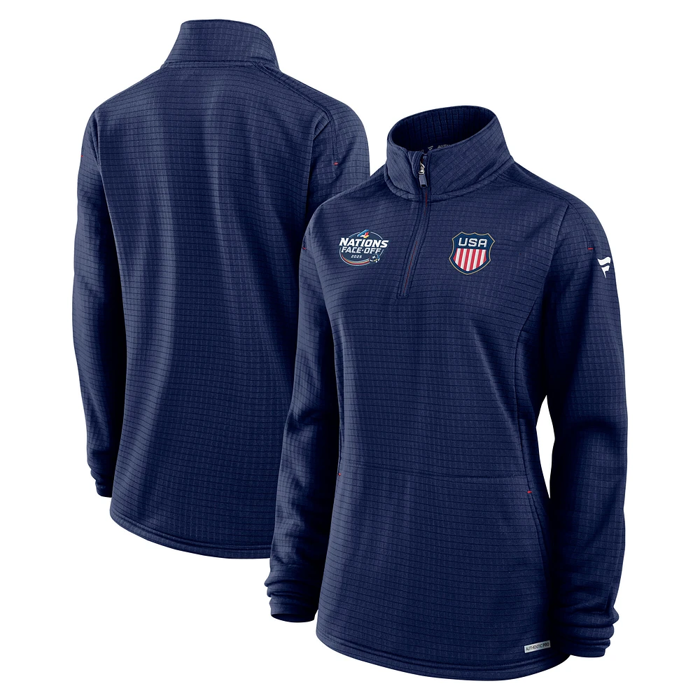 Women's Fanatics  Athletic Navy USA 2025 4 Nations Face-Off Authentic Pro Lightweight Quarter-Zip Jacket