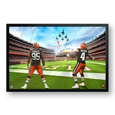 Deshaun Watson & Myles Garrett Cleveland Browns 27" x 39" Two Player Framed Art Print