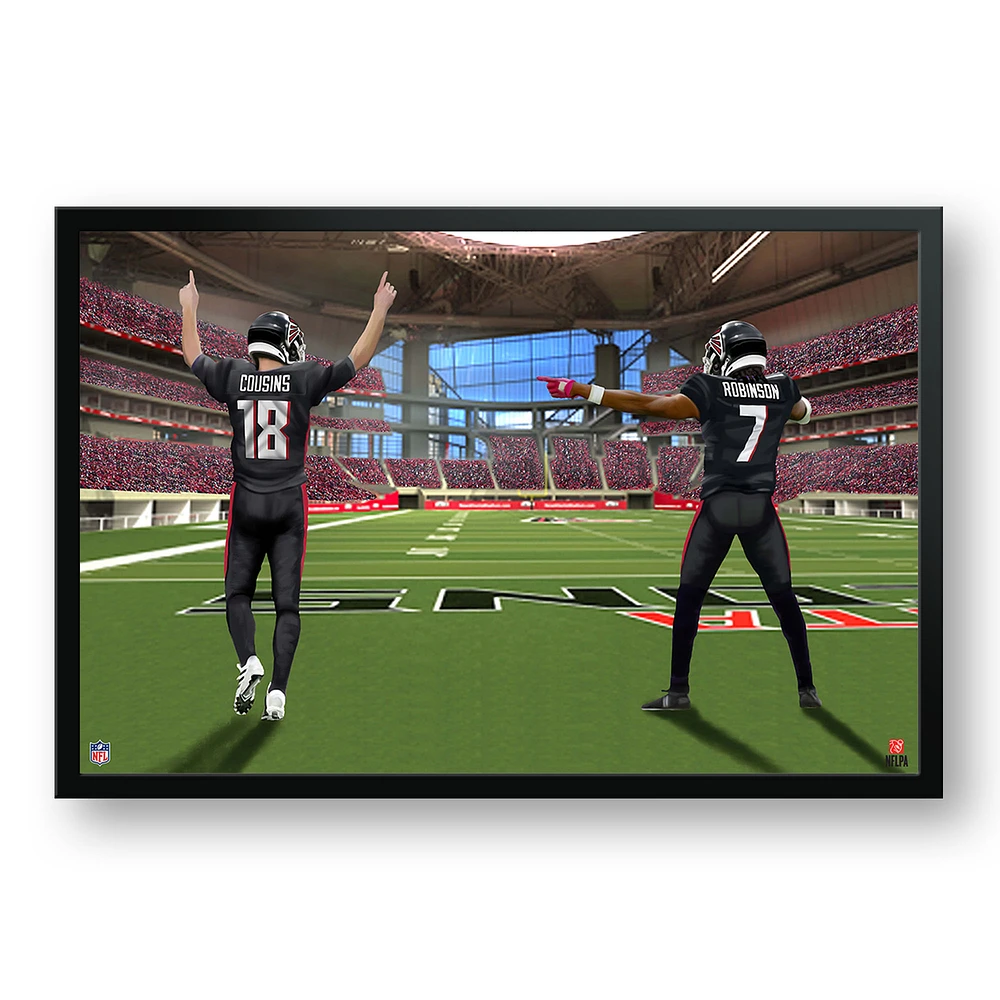 Kirk Cousins & Bijan Robinson Atlanta Falcons 27" x 39" Two Player Framed Art Print