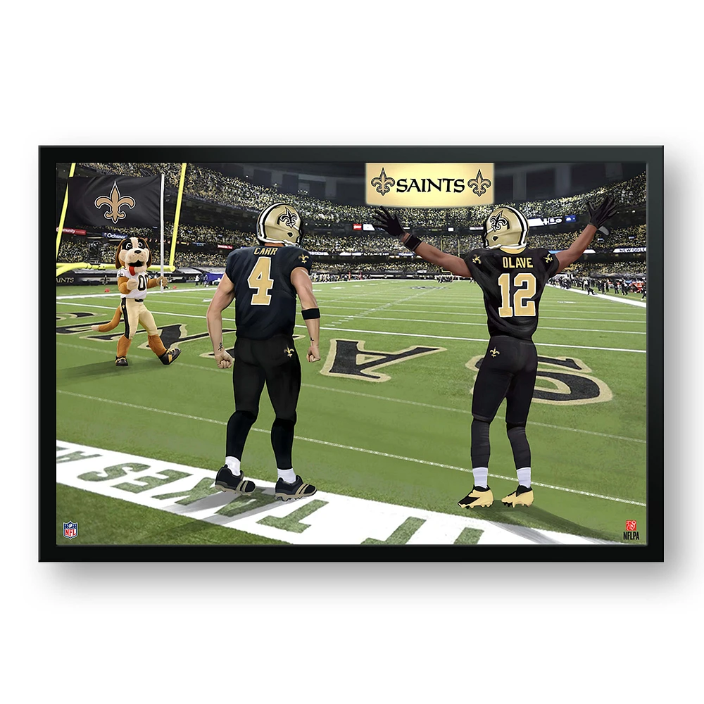 Derek Carr & Chris Olave New Orleans Saints 27" x 39" Two Player Framed Art Print