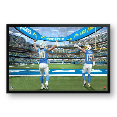 Justin Herbert & Ladd McConkey Los Angeles Chargers 27" x 39" Two Player Framed Art Print