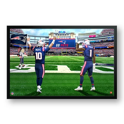 Drake Maye & Ja'Lynn Polk New England Patriots 27" x 39" Two Player Framed Art Print