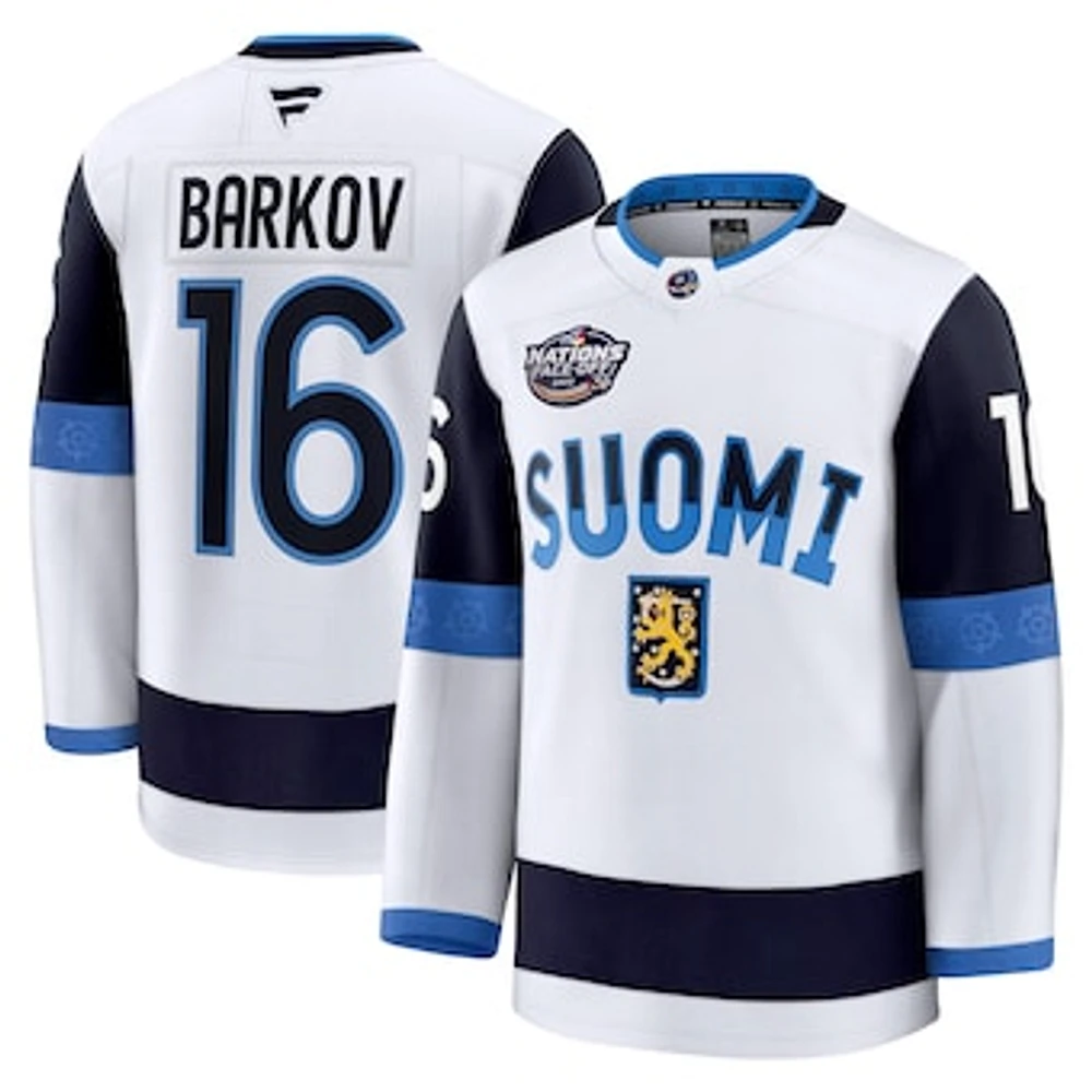 Men's Fanatics Aleksander Barkov White Finland 2025 4 Nations Face-Off Premium Jersey