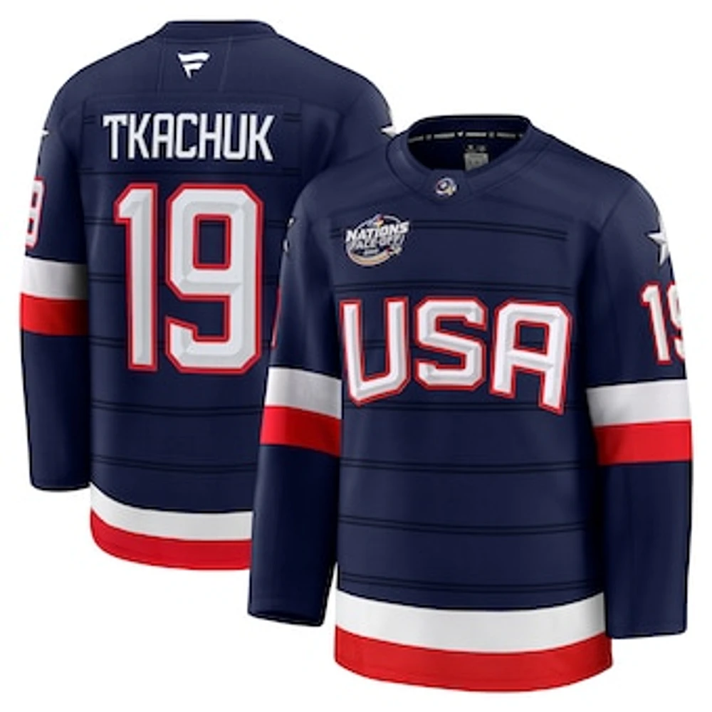 Men's Fanatics Matthew Tkachuk Navy USA 2025 4 Nations Face-Off Premium Jersey