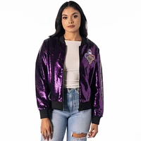 Women's The Wild Collective Purple New Orleans Pelicans Sequin Full-Zip Bomber Jacket