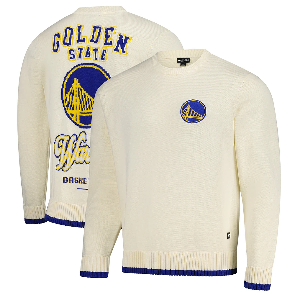 Unisex The Wild Collective  Cream Golden State Warriors Jacquard Knit Pullover Sweater