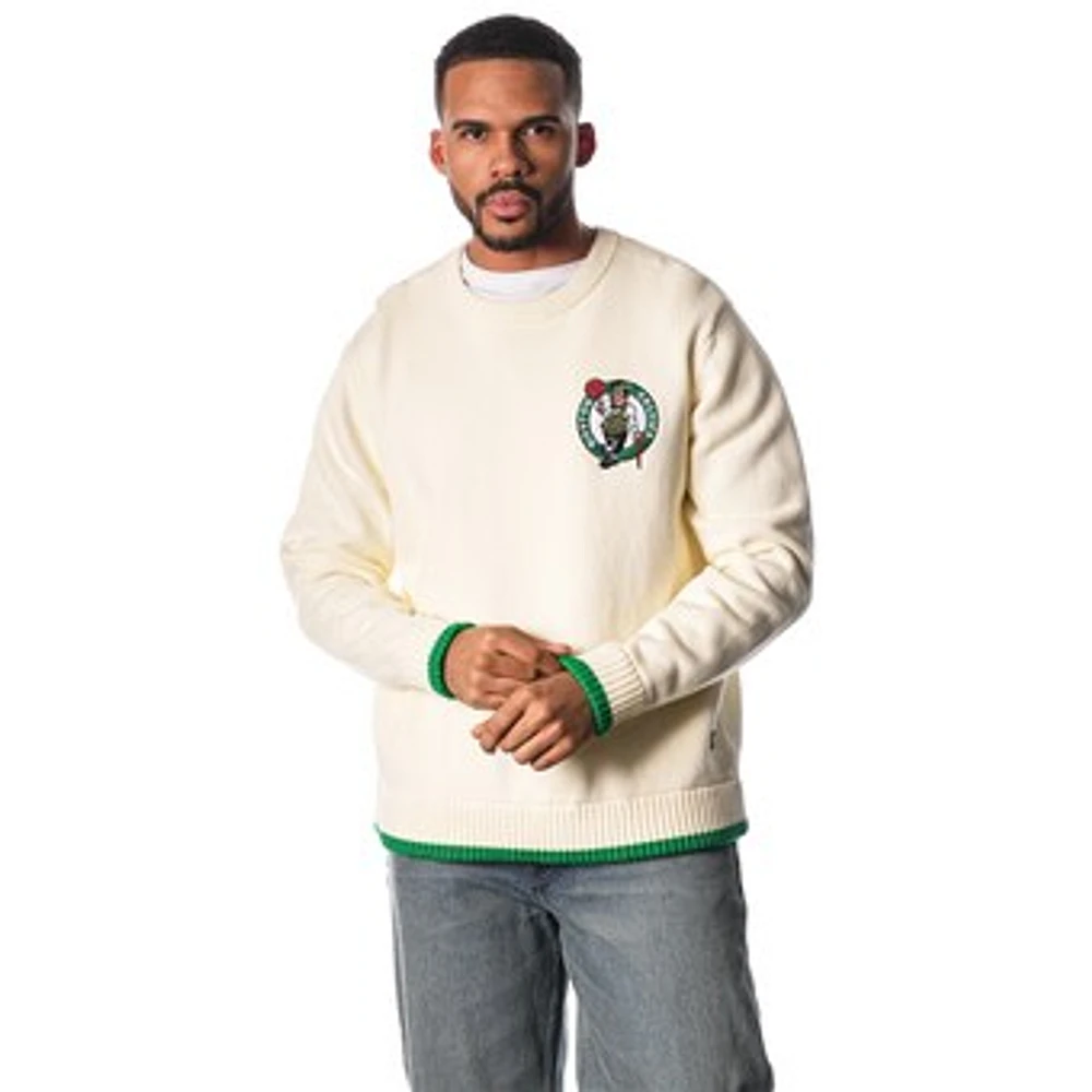 Unisex The Wild Collective Cream Boston Celtics Jacquard Knit Pullover Sweater