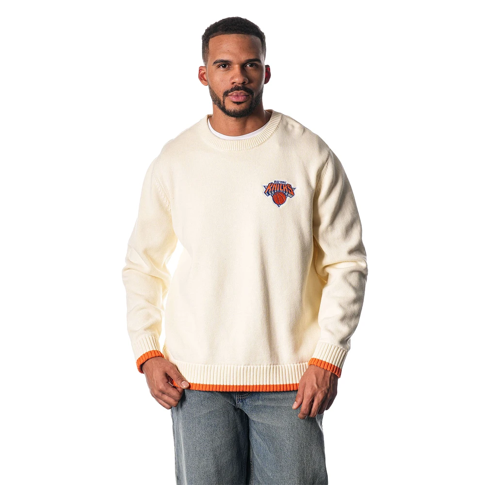 Unisex The Wild Collective  Cream New York Knicks Jacquard Knit Pullover Sweater