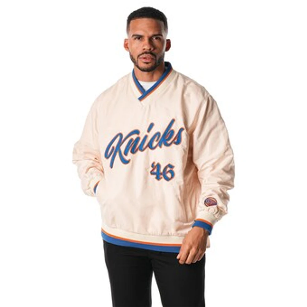 Unisex The Wild Collective Cream New York Knicks Applique Pullover Windbreaker