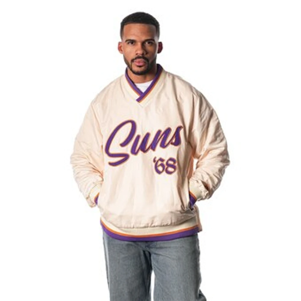 Unisex The Wild Collective Cream Phoenix Suns Applique Pullover Windbreaker