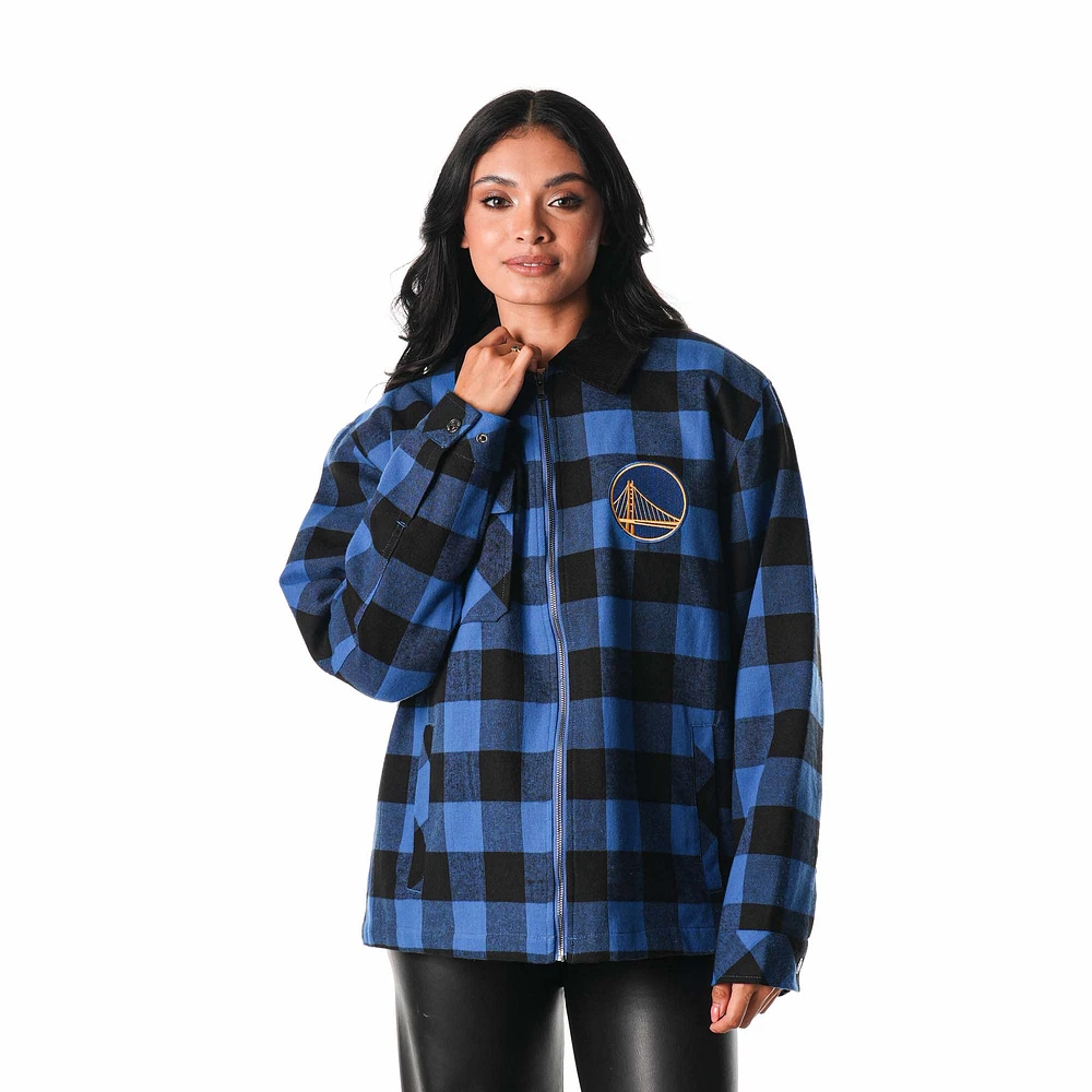 Unisex The Wild Collective Black Golden State Warriors Flannel Full-Zip Shacket