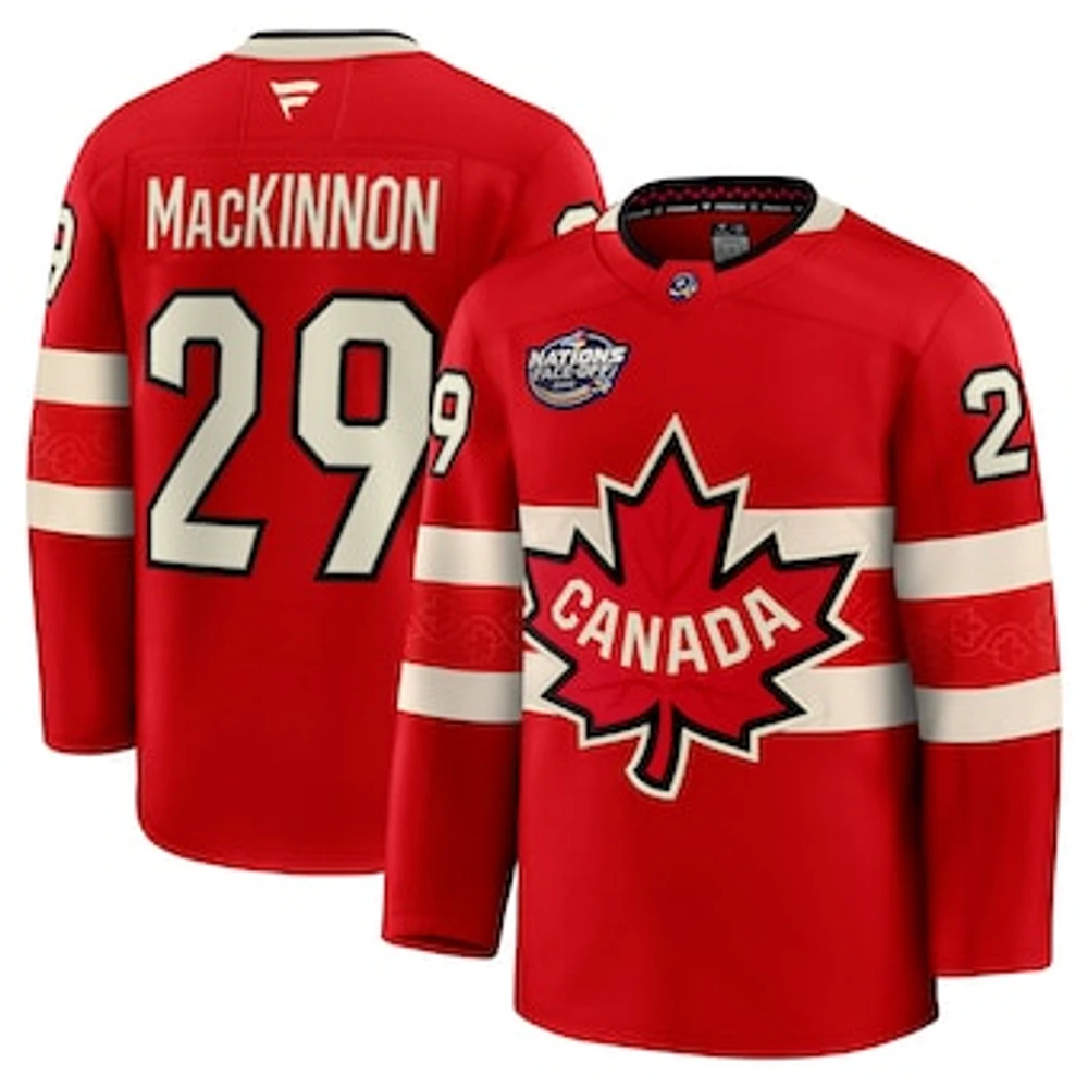 Men's Fanatics Nathan MacKinnon Red Canada 2025 4 Nations Face-Off Premium Player Jersey