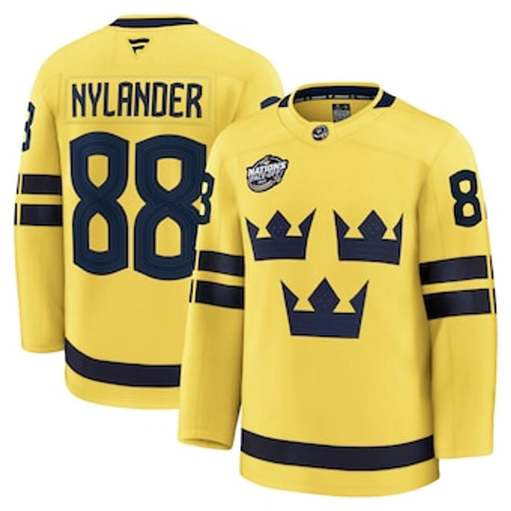 Men's Fanatics William Nylander Yellow Sweden 2025 4 Nations Face-Off Premium Player Jersey