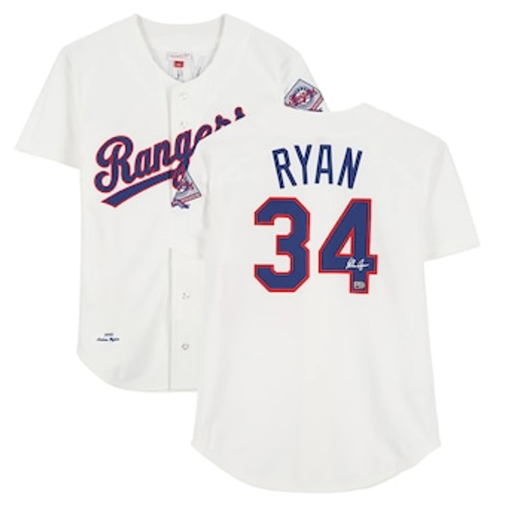 Nolan Ryan Texas Rangers Autographed White 1993 Mitchell & Ness Authentic Jersey - Under Wraps