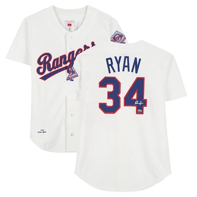 Nolan Ryan Texas Rangers Autographed White 1993 Mitchell & Ness Authentic Jersey - Under Wraps