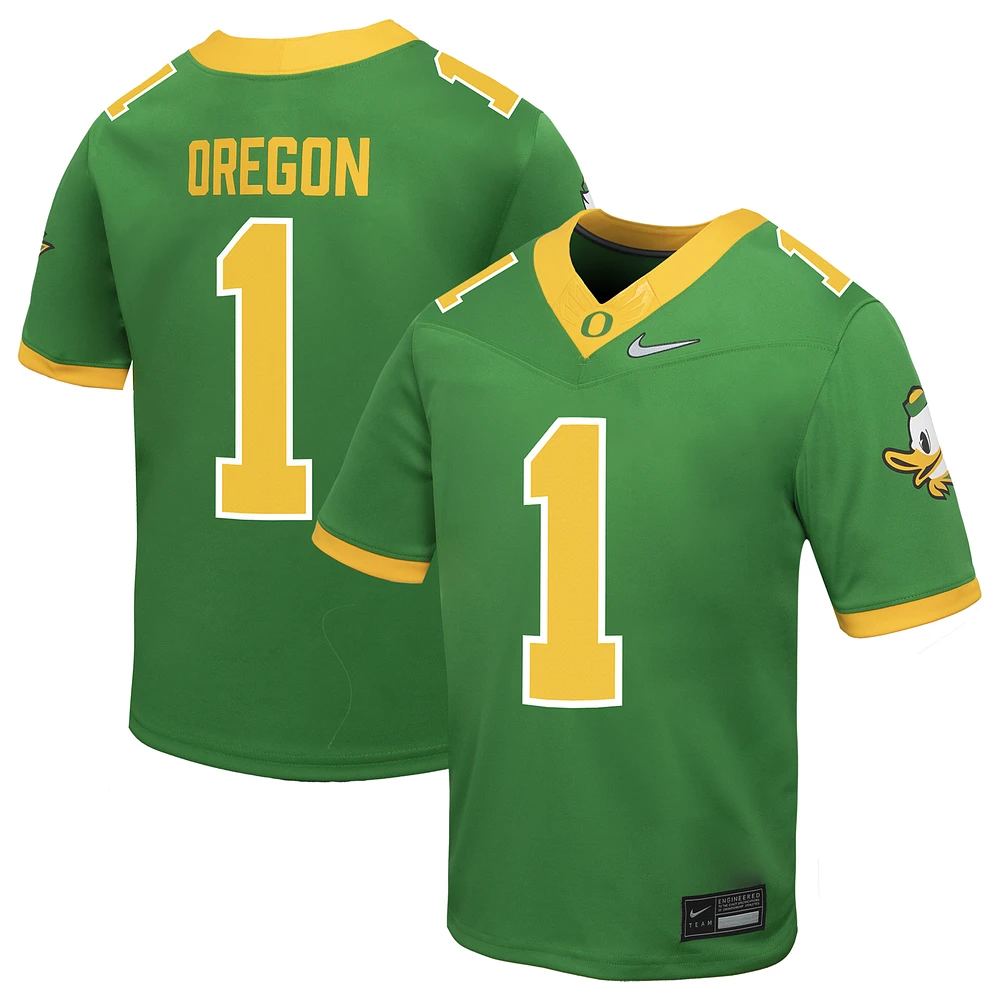 Youth Nike #1 Apple Green Oregon Ducks Alternate Replica Football Jersey