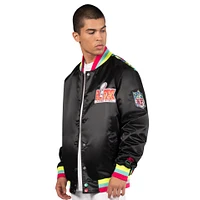 Men's Starter x MSX by Michael Strahan  Black Super Bowl LIX Ragtime Full-Snap Satin Jacket