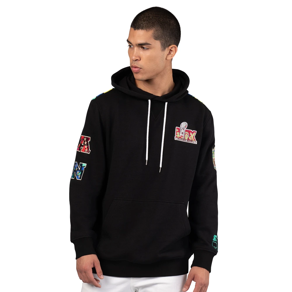 Men's Starter x MSX by Michael Strahan  Black Super Bowl LIX Stained Glass Pullover Hoodie