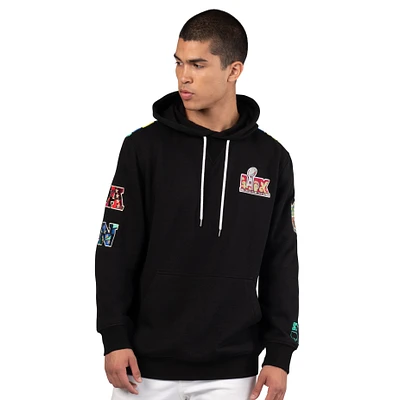 Men's Starter x MSX by Michael Strahan  Black Super Bowl LIX Stained Glass Pullover Hoodie