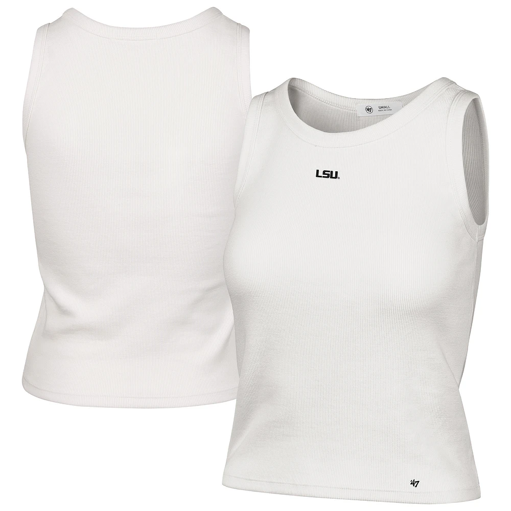 Women's '47 Cream LSU Tigers Micro Logo Ribbed Cropped Tank Top