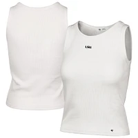 Women's '47  Cream LSU Tigers Micro Logo Ribbed Cropped Tank Top