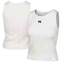 Women's '47  Cream Michigan Wolverines Micro Logo Ribbed Cropped Tank Top
