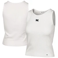 Women's '47  Cream Michigan Wolverines Micro Logo Ribbed Cropped Tank Top