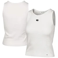 Women's '47  Cream Penn State Nittany Lions Micro Logo Ribbed Cropped Tank Top
